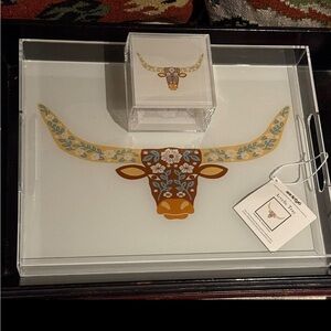 Floral Longhorn acrylic tray & box